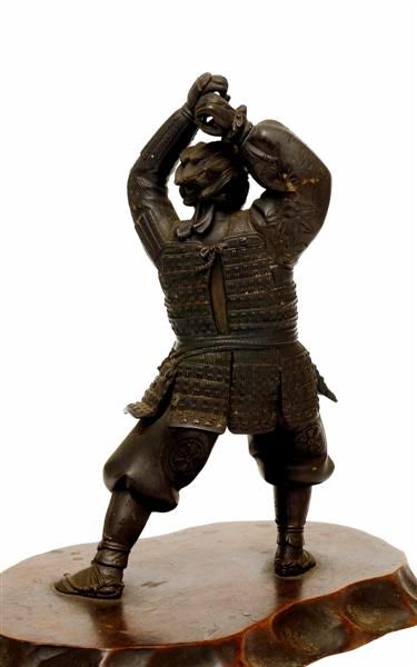 Meiji Japanese Bronze Samurai Figurine Figure Oki - 6