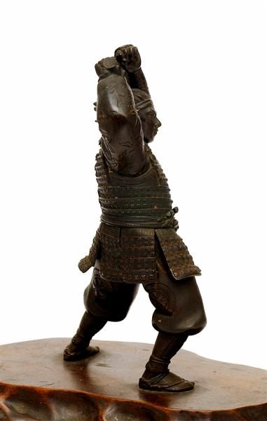 Meiji Japanese Bronze Samurai Figurine Figure Oki - 7