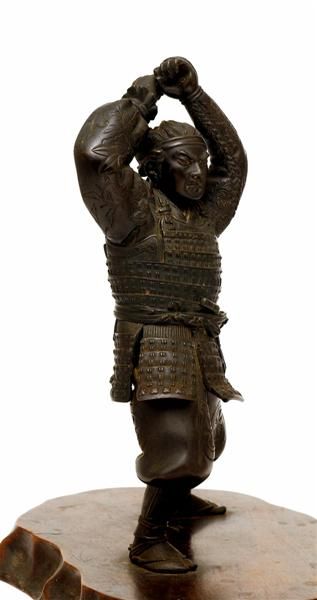 Meiji Japanese Bronze Samurai Figurine Figure Oki - 8