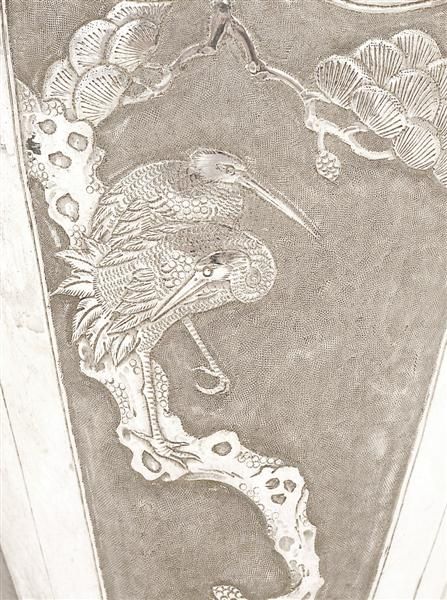 2 Old Chinese Export Silver Vase w Bird - 2