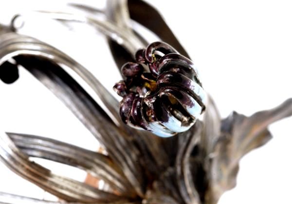 Japanese Enamel Silver Salt Pepper Chrysanthemum - 2