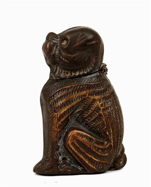 Old Japanese Brass Cigarette Match Safe Dog Pup