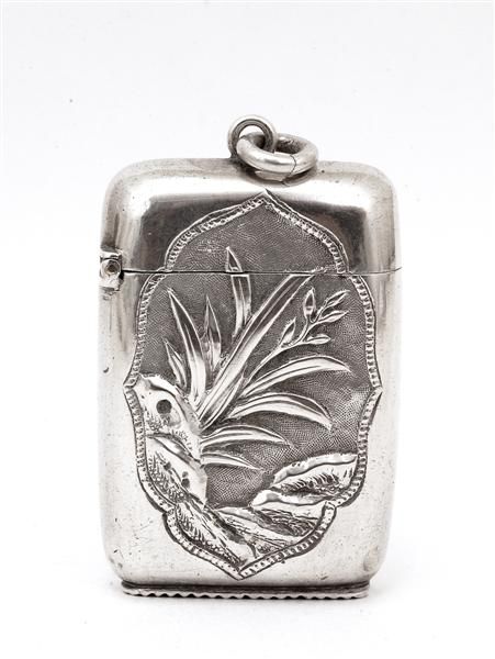 Old Japanese Silver Match Safe Cigarette Case - 2