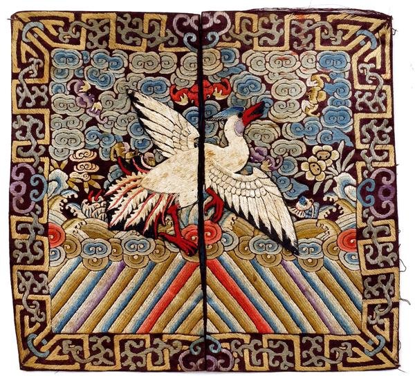 19C Chinese Civil Rank Badge Bird Embroidery