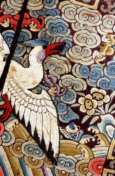 19C Chinese Civil Rank Badge Bird Embroidery - 2