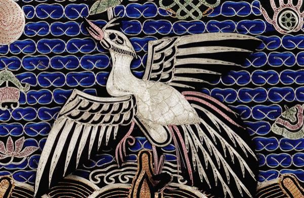 Old Chinese Civil Rank Badge Bird Embroidery
