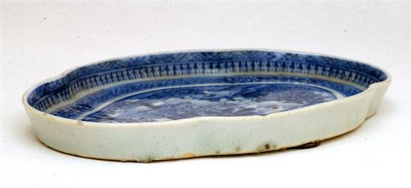 19C Chinese Canton Blue & White Plate Figurine - 2