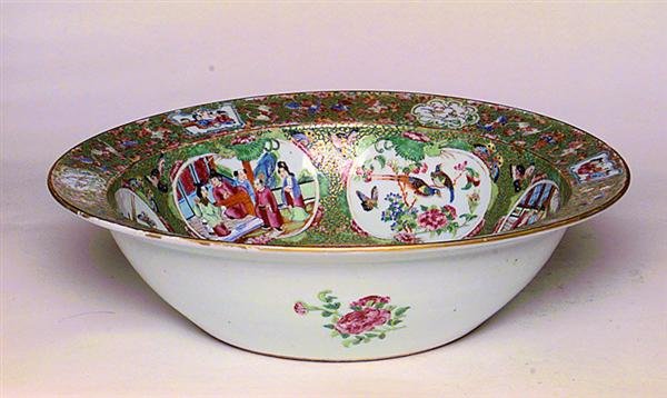 19C Chinese Export Rose Medallion Punch Bowl - 3
