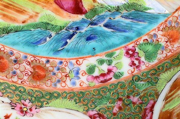 19C Chinese Export Rose Medallion Punch Bowl - 8