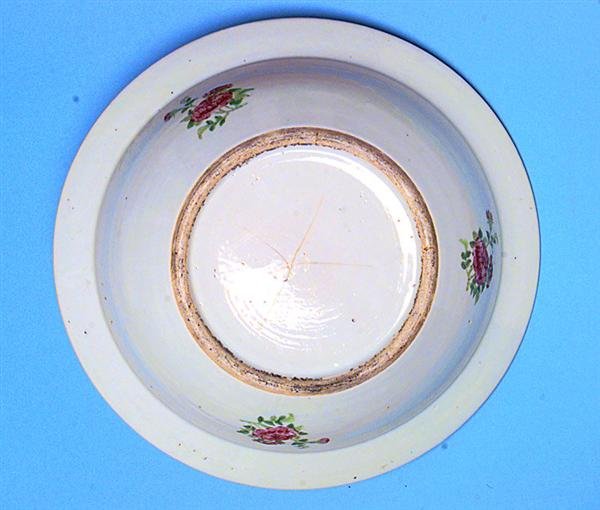 19C Chinese Export Rose Medallion Punch Bowl - 9
