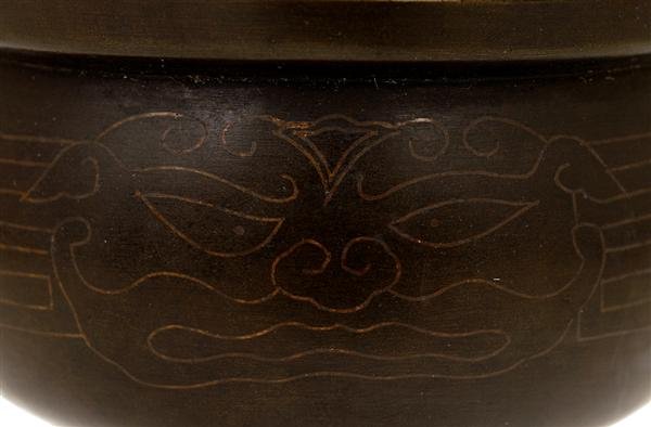 19C Chinese Bronze Censer Silver Wire Shi Sho - 2