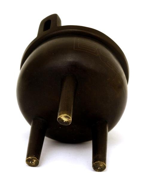 19C Chinese Bronze Censer Silver Wire Shi Sho - 7