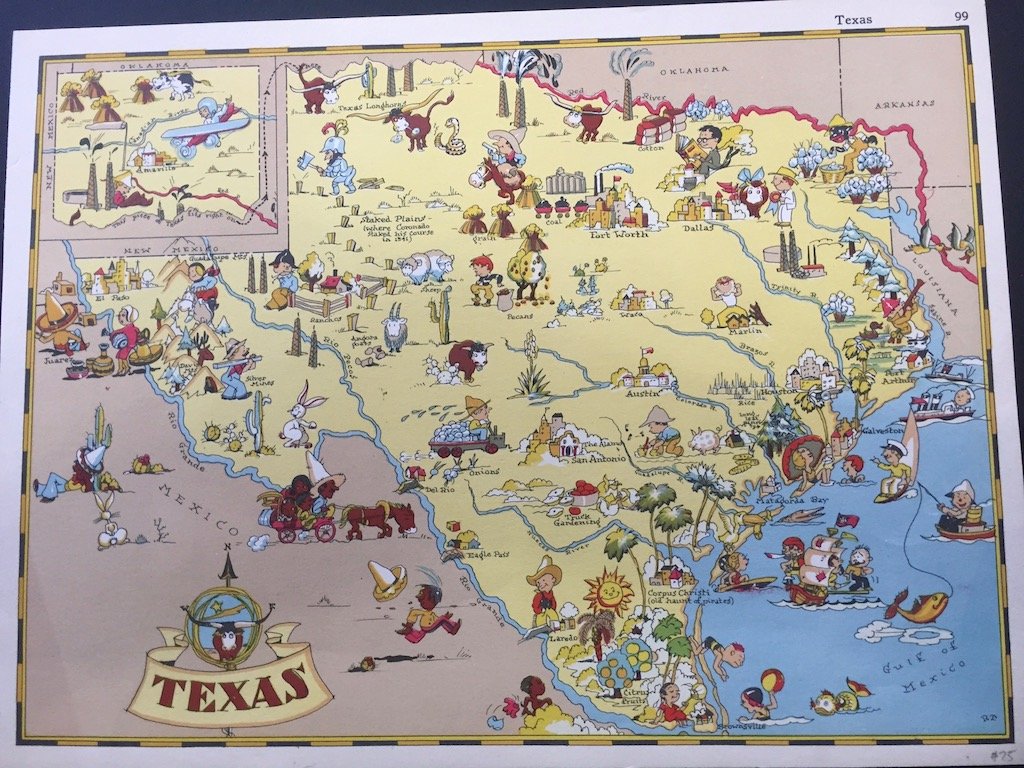 Texas: 1935 Ruth Taylor White, Pictorial State Map