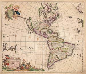 1696 Danckerts Map of Western Hemisphere