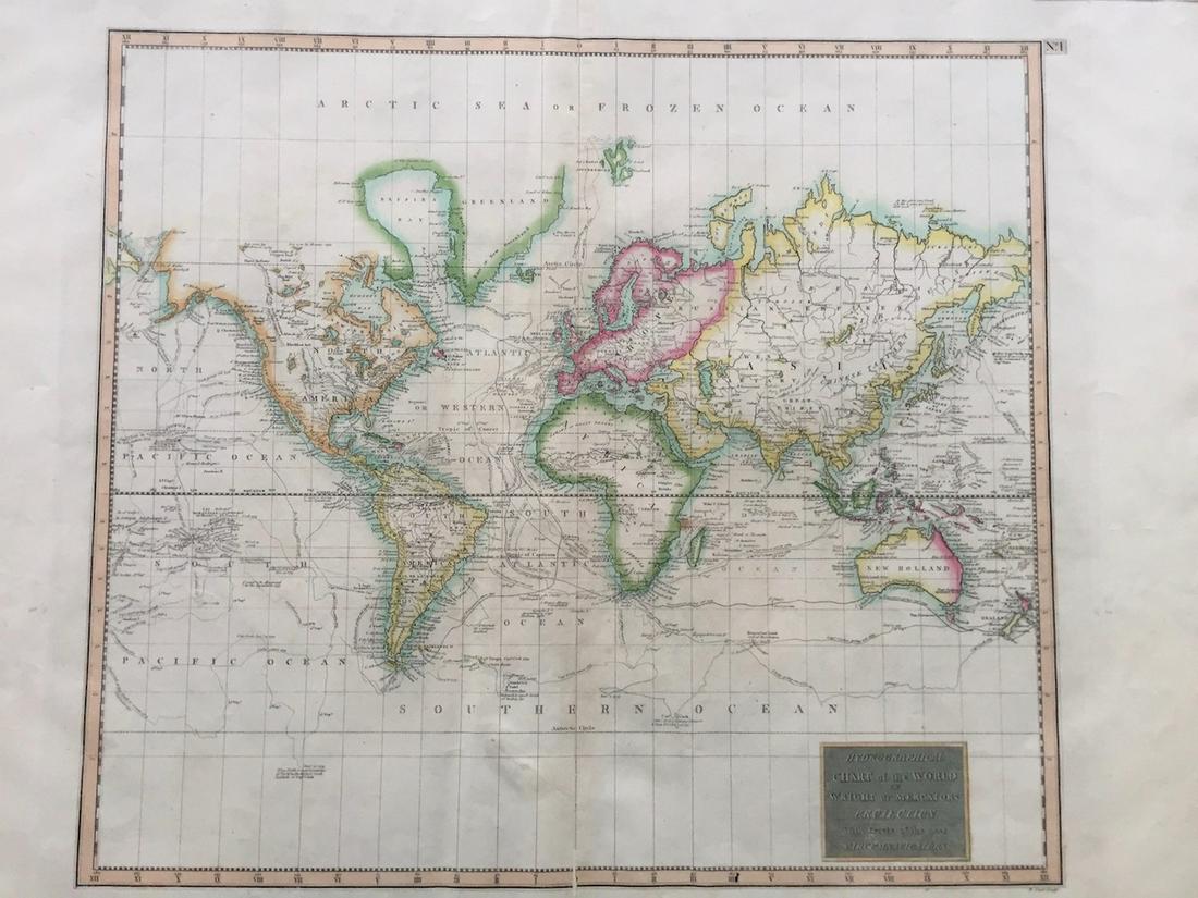 Hydrogrphical Chart of the World on Wright or: 1817, Edinburgh by John Thomson