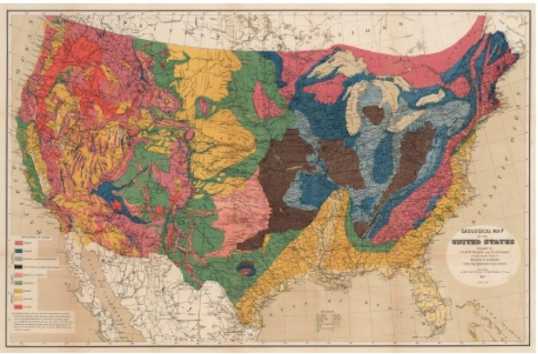 1873 Geological Map of the United States Compiled by (1 of 3)