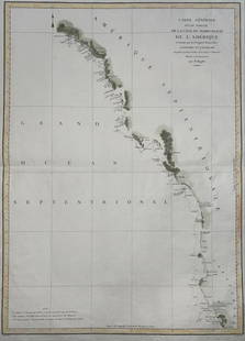 Carte Generale de la Cote du Nord-Ouest de: Carte Generale de la Cote du Nord-Ouest de Lâ€™Amerique, 1787A large map depicting the Pacific Northwest coast of California by Naval Officer and explorer, Jean-Francois de Galaup de la Perouse.