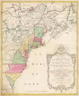 1776 Carte Nouvelle de l'Amerique Angloise: Carte Nouvelle de lâ€™Amerique Angloise contenant tout ce que les Anglois possedent sur le Continent de l”Amerique Septentrionaleâ€¦ By: Matthieus Albrecht LotterDate: 1776