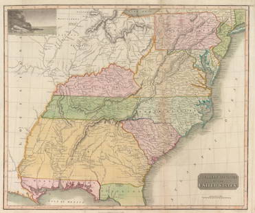 Southern Provinces of the United States, 1817: Southern Provinces of the United States, 1817A beautifully colored edition of the Southern Provinces of the United States printed for Thomsonâ€™s atlas of 1817. The upper left corner has a small