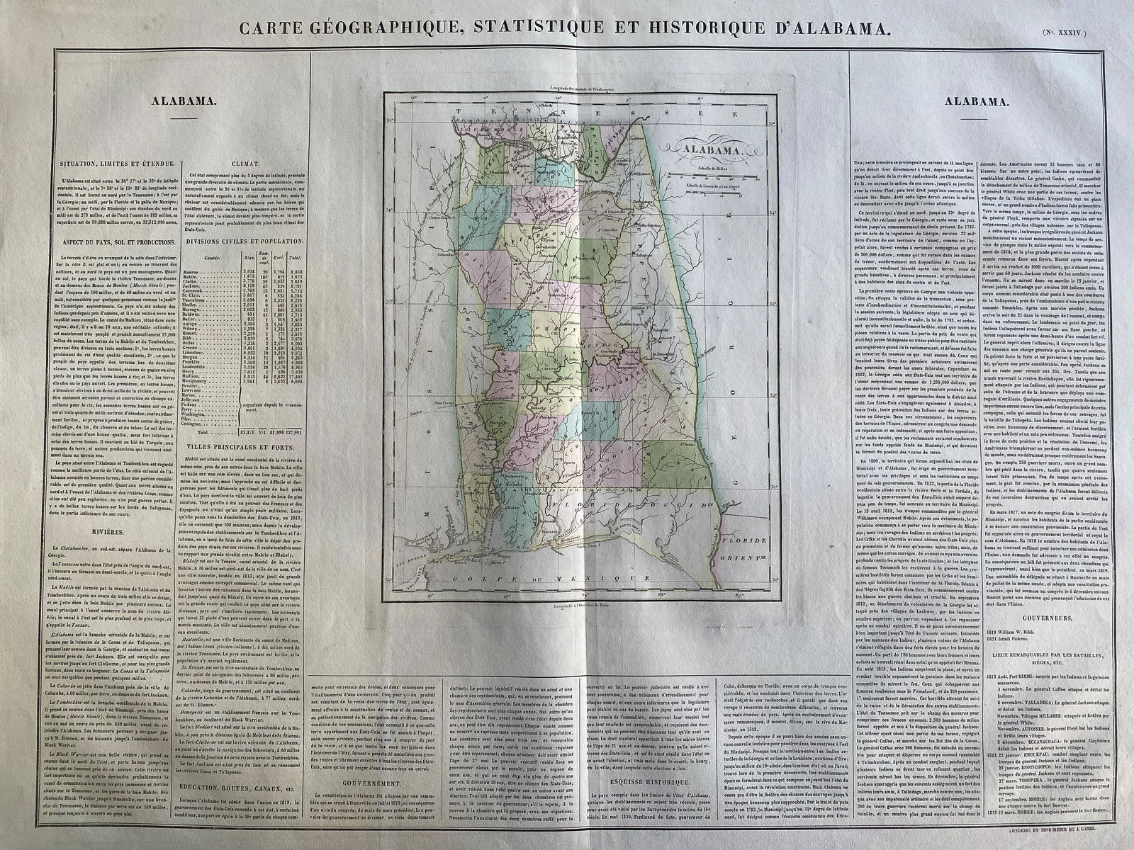 1825 Carte Geographique, Statistique et Historique Du (1 of 1)