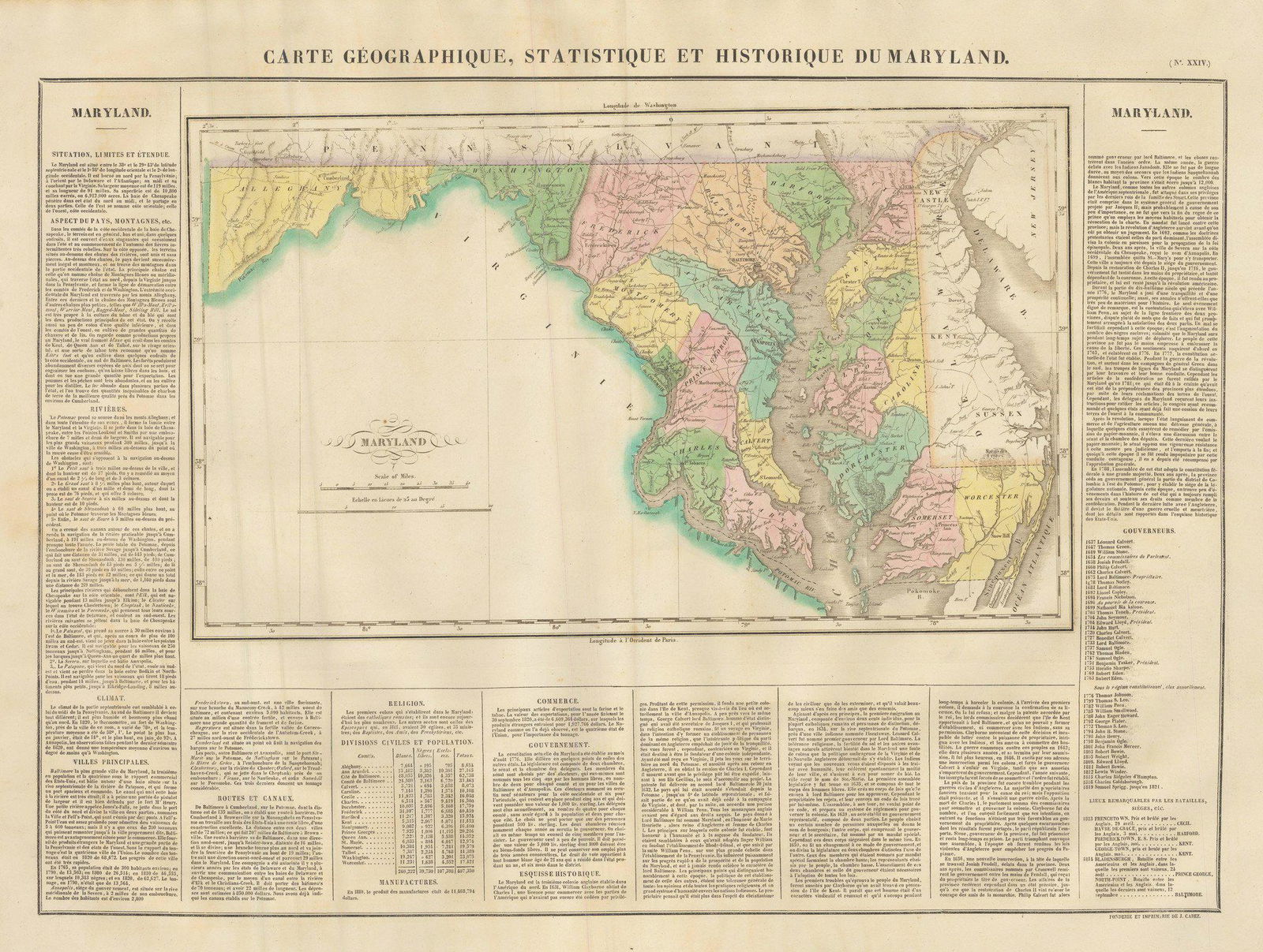 1825 Carte Geographique, Statistique et Historique Du (1 of 1)