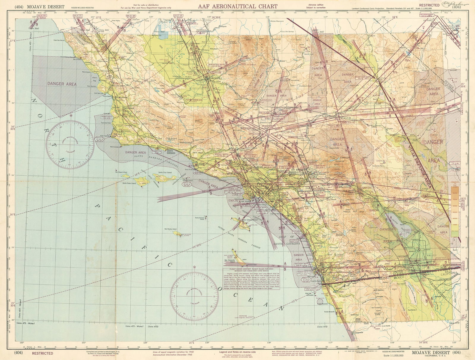 AAF Aeronautical Chart of (Southern California) Mojave Desert (1 of 1)