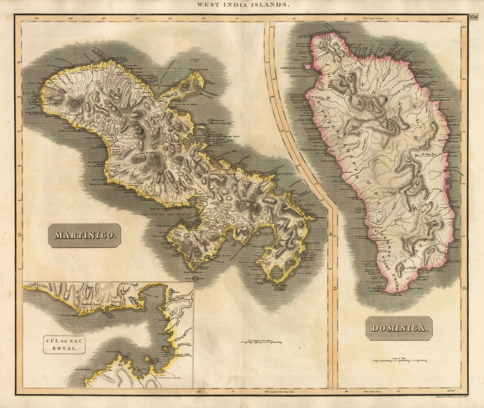 West India Islands Martinico / Dominica: By: John Thompson, 1817 This is a fantastic map of the Islands of Martinique and Dominica from the early part of the 19th century. At the time Martinique was under French rule and Dominica had been ce