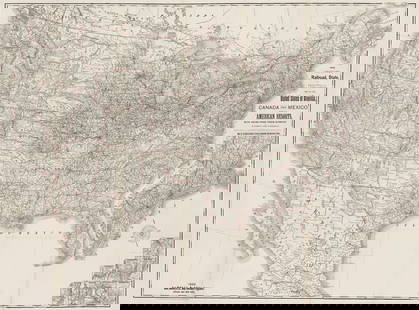 New Official Railroad, State, and Territorial Map of the United States of America...: By: Rand McNally Co., 1889 This large railroad map provides a comprehensive cartographic representation of the United States, its bordering regions, and neighboring countries, showcasing the extensive
