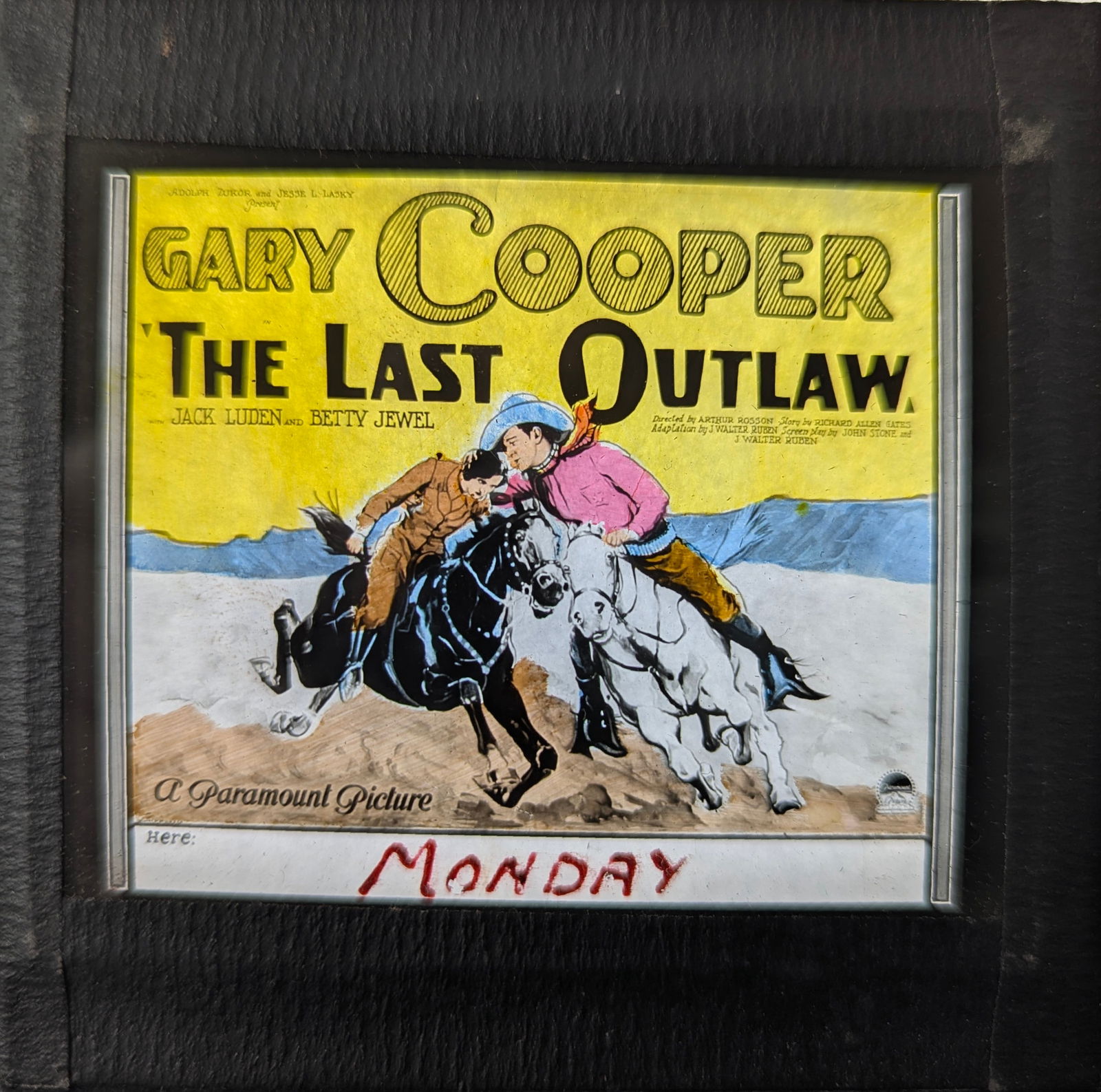 Magic Lantern Movie Slide: The Last Outlaw, 1927 (1 of 1)