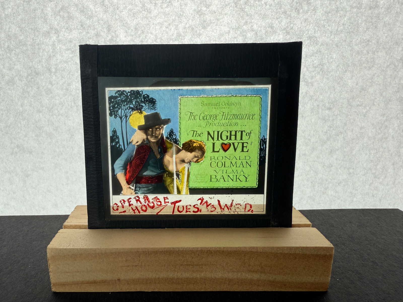 The Night of Love - Silent Film Magic Lantern Movie Slide: Silent romantic drama by Samuel Goldwyn, technicolor