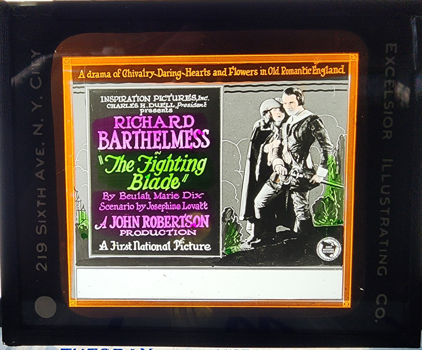 The Fighting Blade - Silent Film Magic Lantern Movie Slide: The Fighting Blade is a 1923 American silent drama film directed by John S. Robertson and released by Associated First National Pictures in 1923.
