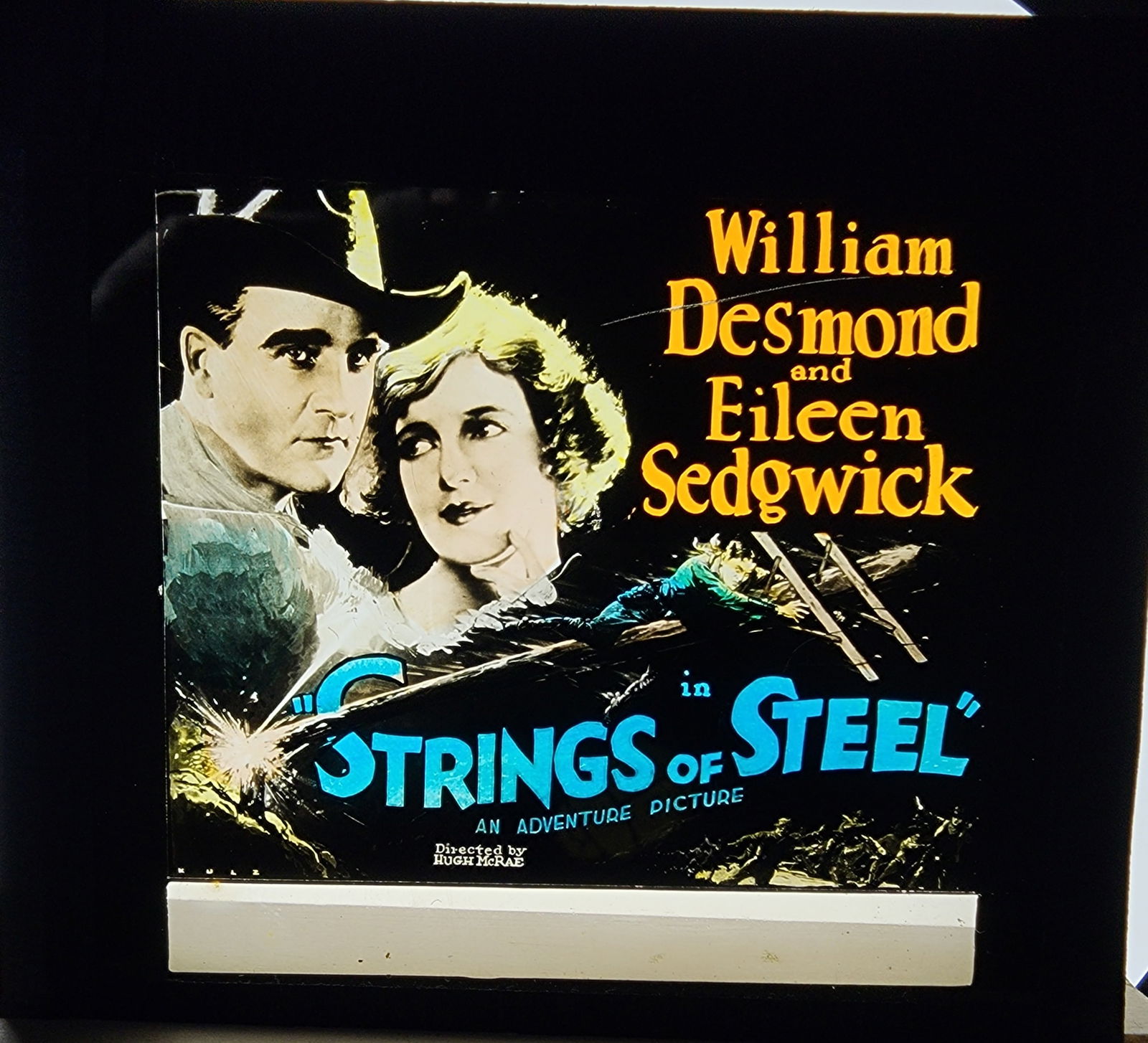 Strings of Steel - Lost Silent Film, Magic Lantern Movie Slide, 1926: Strings of Steel is a 1926 action film serial directed by Henry MacRae. The film is considered to be lost.