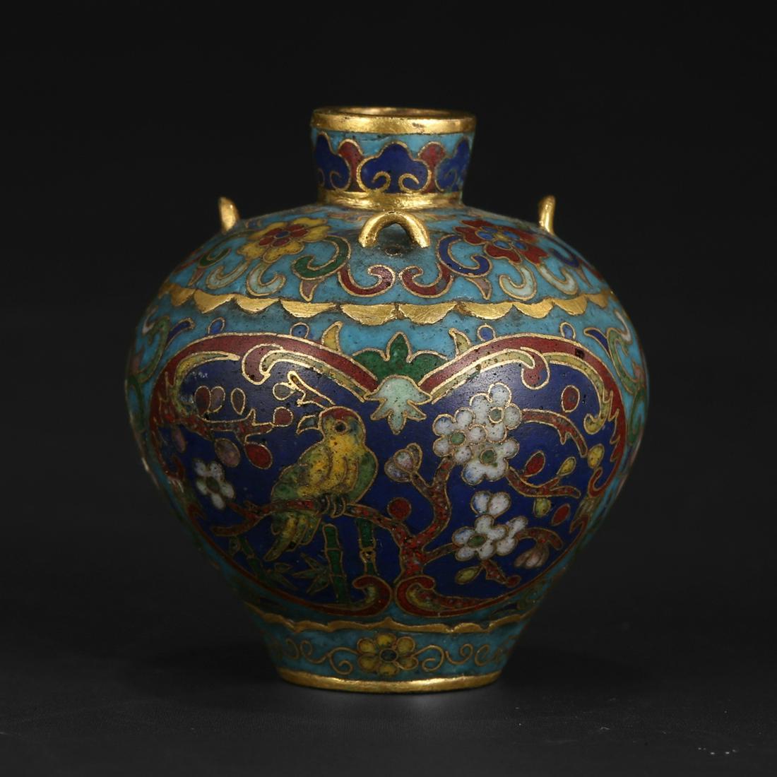 A CLOISONNE ENAMEL BRONZE SNUFF BOTTLE (1 of 5)