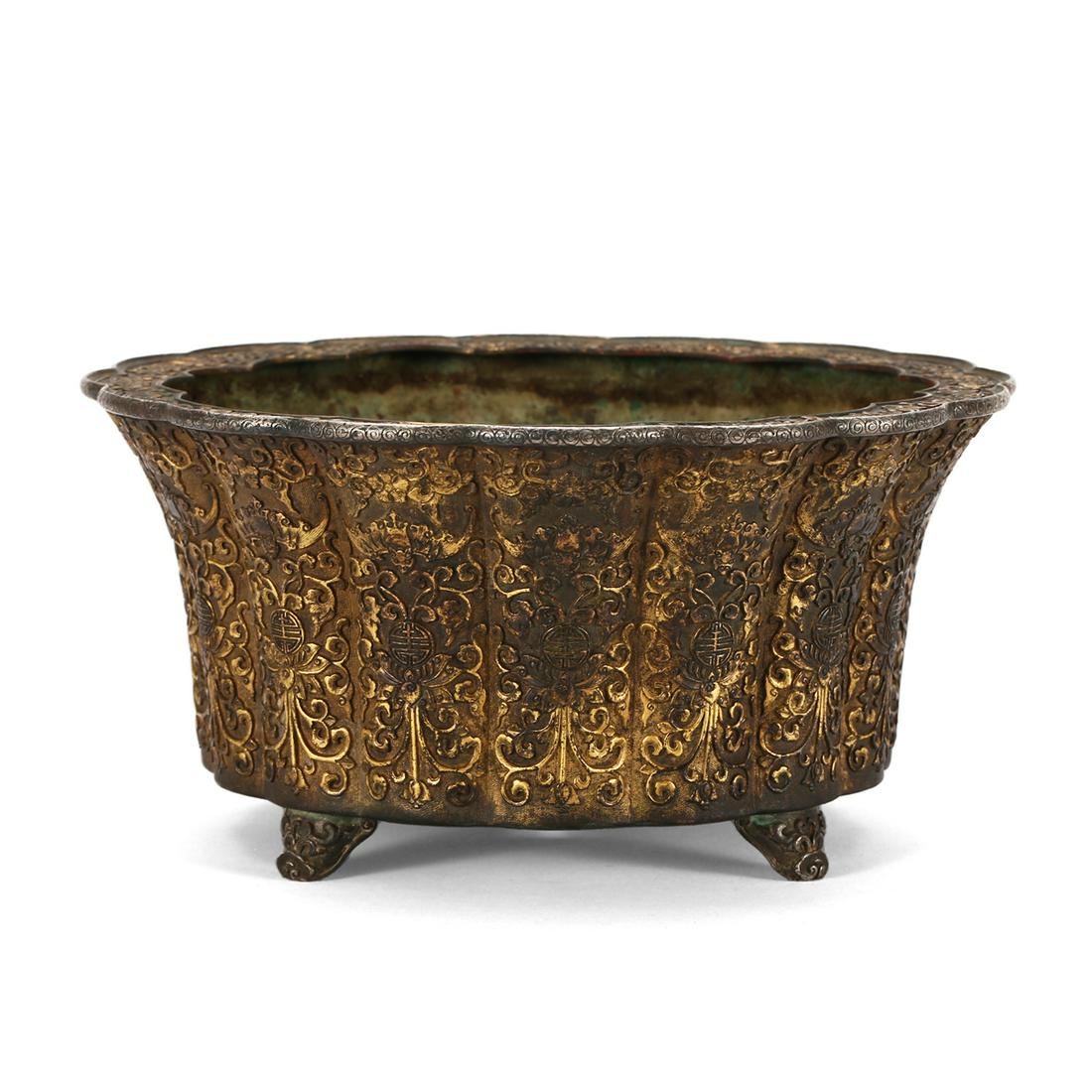 A GILT-BRONZE FLOWER POT (1 of 10)