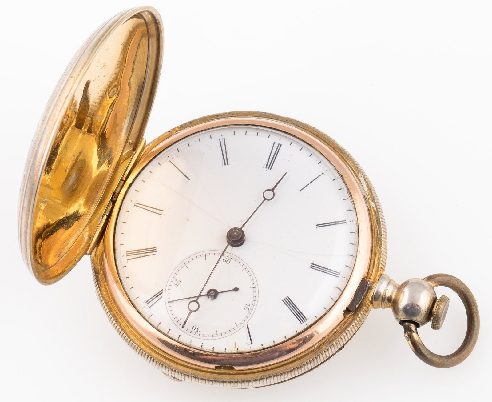 MENS LONGINES PATENT LEVER STERLING SILVER POCKET WATCH: MENS LONGINES PATENT LEVER STERLING SILVER POCKET WATCH Men's Longines key wind Patent Lever gold wash sterling silver case pocket watch, late 19th century. Elongated Roman numeral white dial with sub