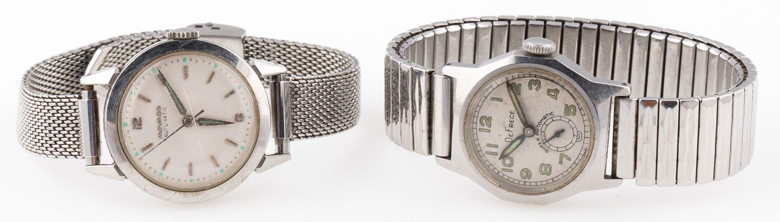MEN'S STEEL AUTOMATIC WRISTWATCHES - MOVADO & MIDO: MEN'S STEEL AUTOMATIC WRISTWATCHES - MOVADO & MIDO Lot of two mid 20th century wristwatches, to include a Movado steel automatic with turquoise indices, and a Mido Multifort "De Frece" Super Automatic