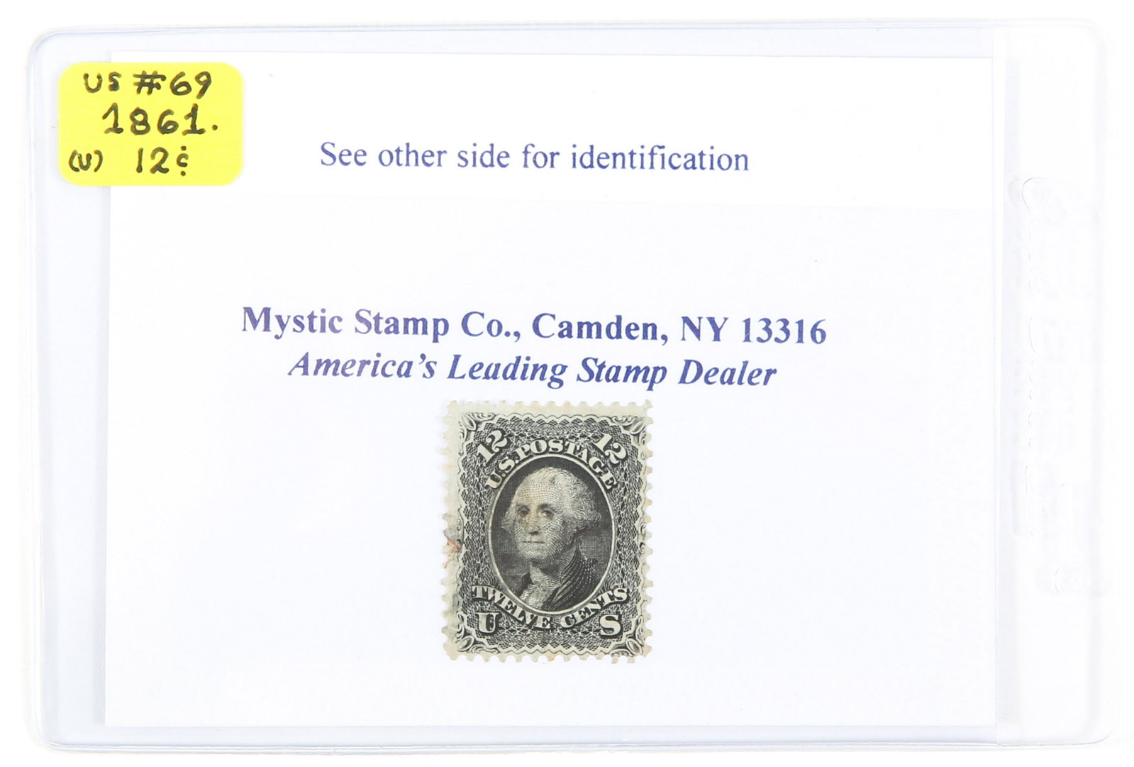 US #69 BLACK GEORGE WASHINGTON 12 CENT STAMP: US #69 BLACK GEORGE WASHINGTON 12 CENT STAMP 1861, 12¢ black (69),<