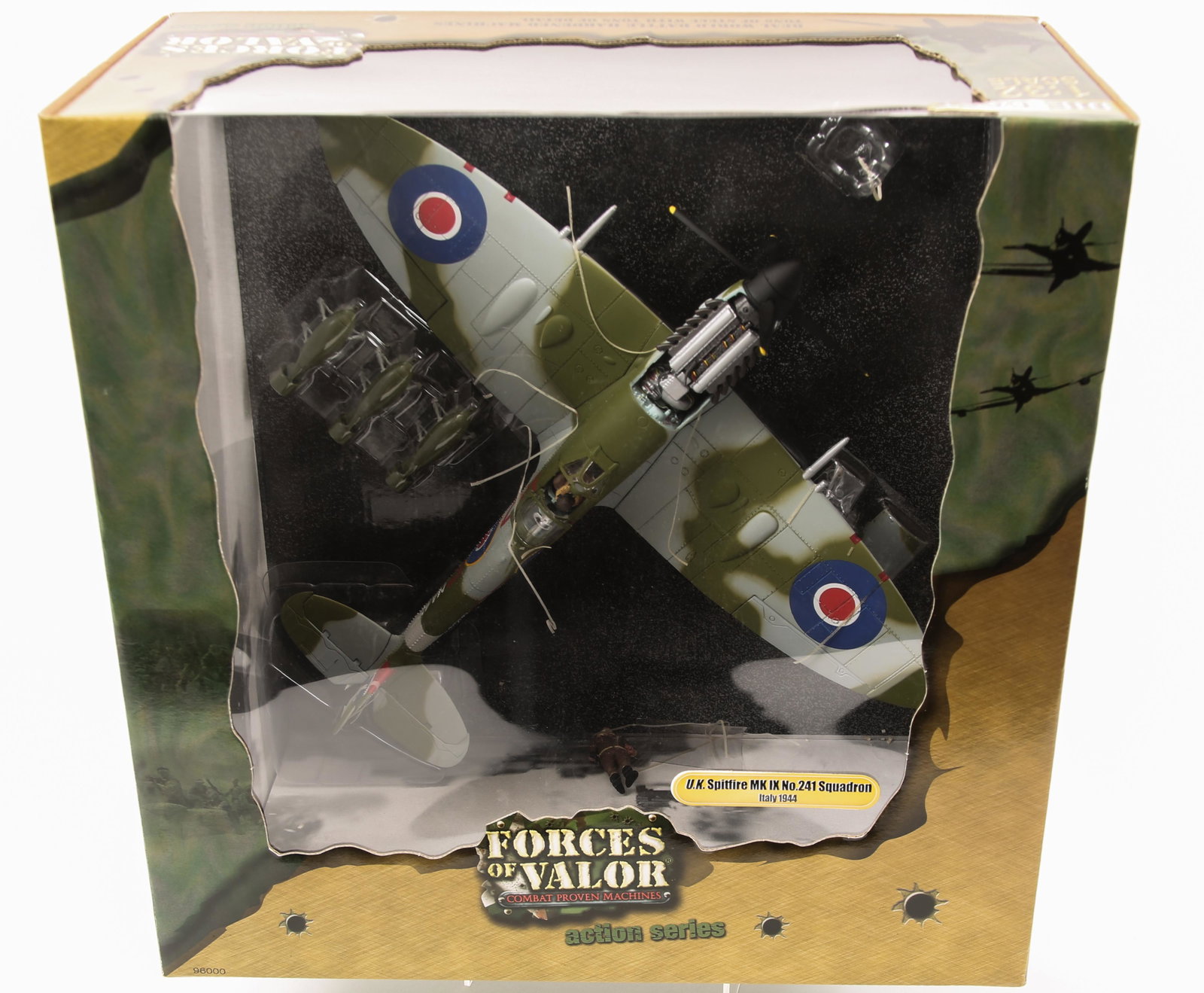 FORCES OF VALOR UK SPITFIRE MODEL AIRPLANE: FORCES OF VALOR UK SPITFIRE MODEL AIRPLANE UK Spitfire MK IX No.241 Squadron Italy, 1944 Diecast metal Camoflage Includes two pilots 1:32 scale Scale: 1:32