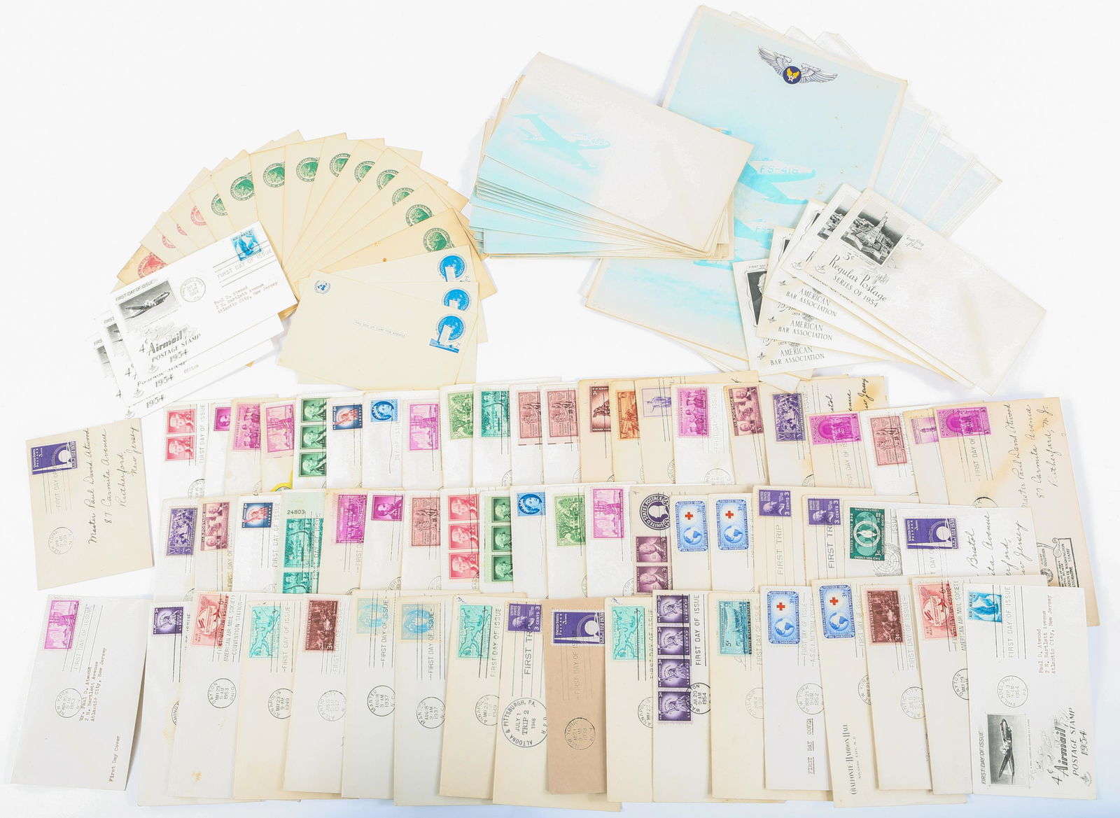 FIRST DAY ISSUE STAMP ENVELOPES/BLANK STATIONERY: FIRST DAY ISSUE STAMP ENVELOPES/BLANK STATIONERY First day issue stamp envelopes c. 1930s-1950s; also includes blank US Air Force stationery and blank United Nations and Thomas Jefferson one and two c