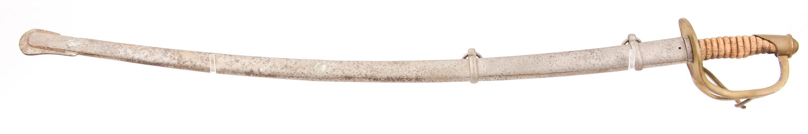REPRODUCTION CIVIL WAR CAVALRY SWORD & SCABBARD: REPRODUCTION CIVIL WAR CAVALRY SWORD & SCABBARD 20th century reproduction Civil War cavalry sword and scabbard. Blade length: 34"