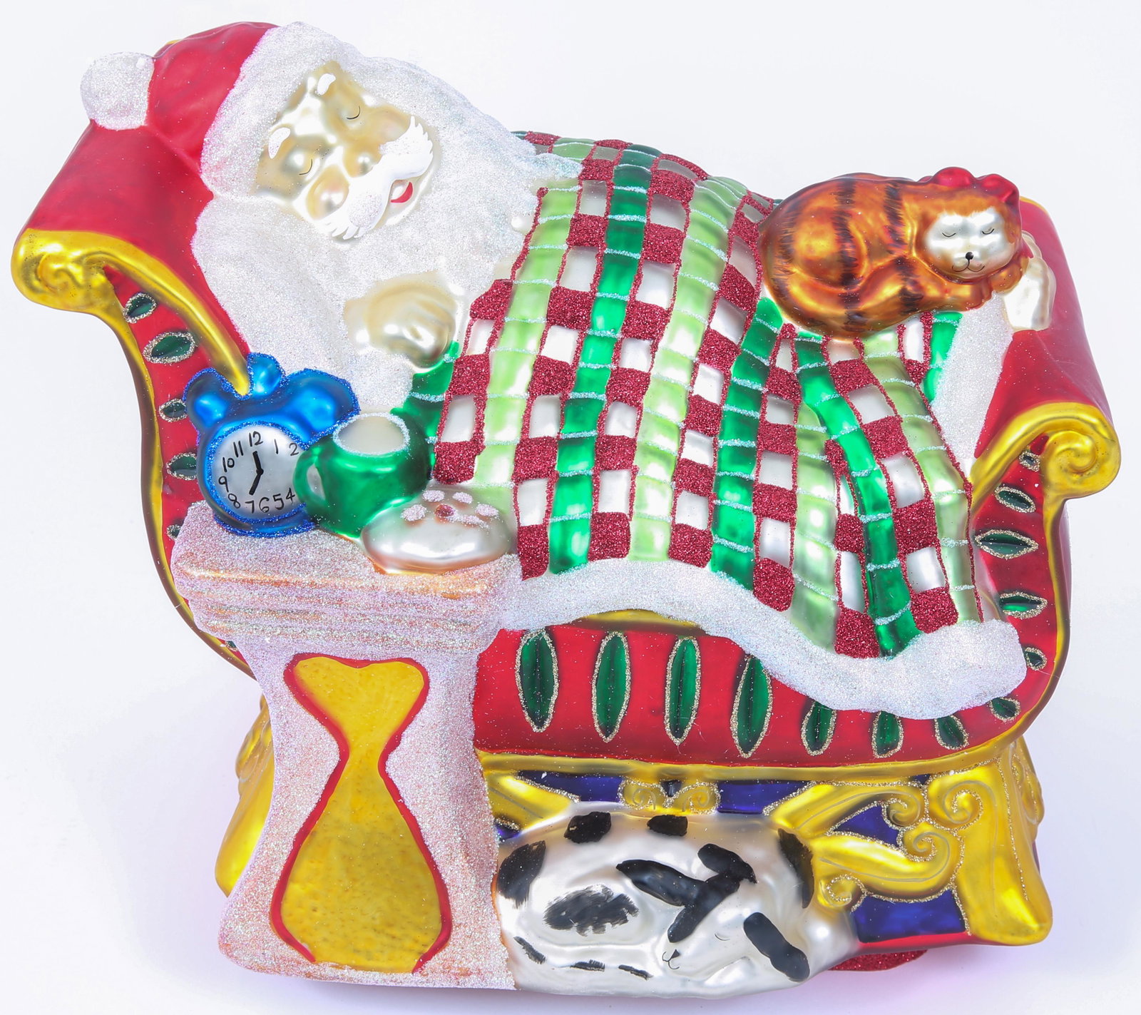 WATERFORD HOLIDAY HEIRLOOM SLEEPING SANTA CENTERPIECE: WATERFORD HOLIDAY HEIRLOOM SLEEPING SANTA CENTERPIECE Waterford blown glass "Sleeping Santa" holiday centerpiece. Includes box. Size: 9.5 x 12.5 x 9"