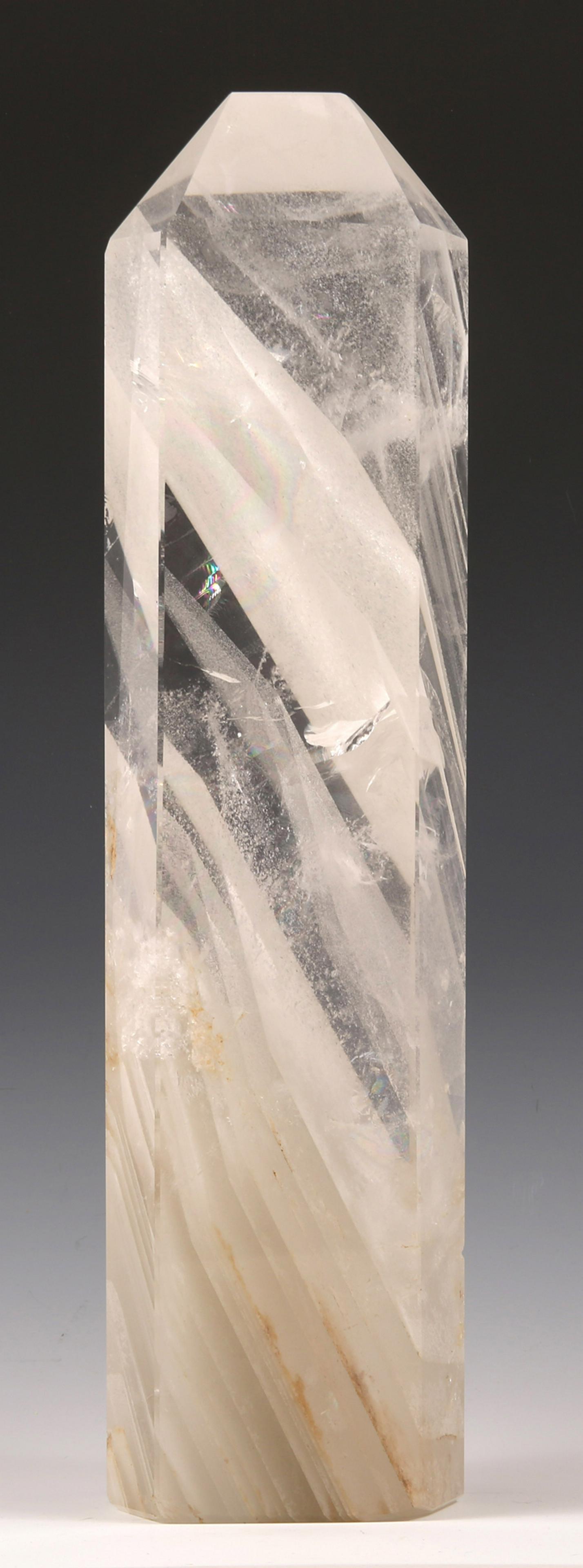 QUARTZ CRYSTAL OBELISK: QUARTZ CRYSTAL OBELISK Quartz crystal obelisk, 17.5"