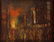 ABSTRACT NIGHTTIME CITYSCAPE FRAMED OIL PAINTING - 4