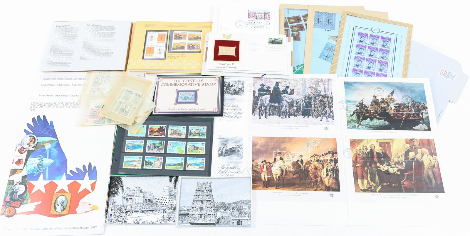 MISCELLANEOUS PHILATELIC EPHEMERA: MISCELLANEOUS PHILATELIC EPHEMERA Miscellaneous philatelic ephemera includes the following items: 2 miscellaneous postcards airmail envelopes - some stuck together Laguardia stamps - set of 4 va