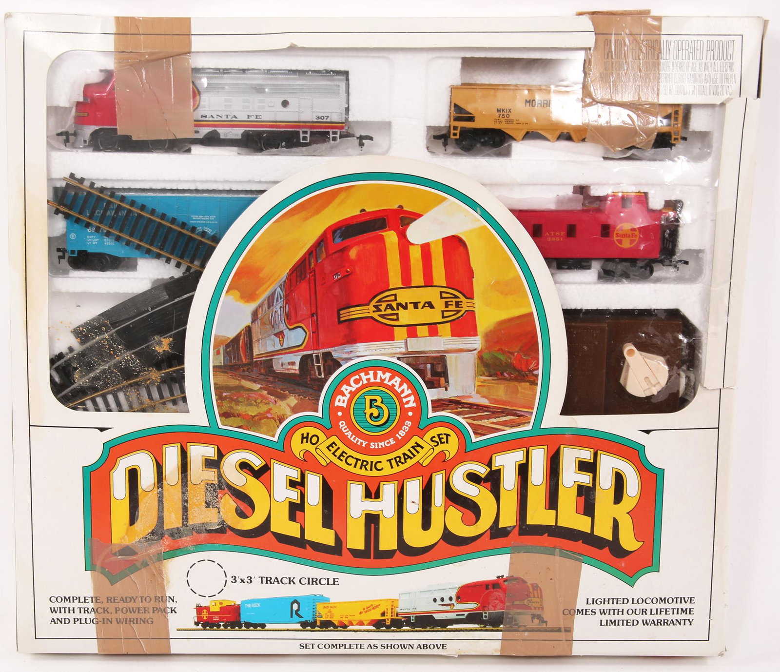 BACHMANN HO ELECTRIC DIESEL HUSTLER TRAIN SET: BACHMANN HO ELECTRIC DIESEL HUSTLER TRAIN SET Bachmann electric train set: "Diesel Hustler" HO scale Enclosed in original box Size:HO scale