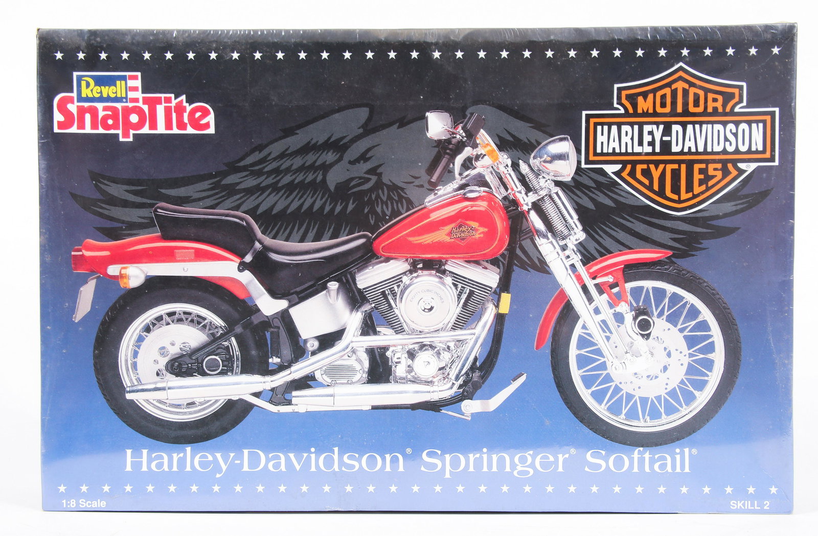 REVELL SNAPTITE HARLEY-DAVIDSON SPRINGER SOFTAIL MODEL: REVELL SNAPTITE HARLEY-DAVIDSON SPRINGER SOFTAIL MODEL KIT Revell Snaptite Harley-Davidson Springer Softail motorcycle model kit in original, sealed box. 1:8 scale. Size: 1:8