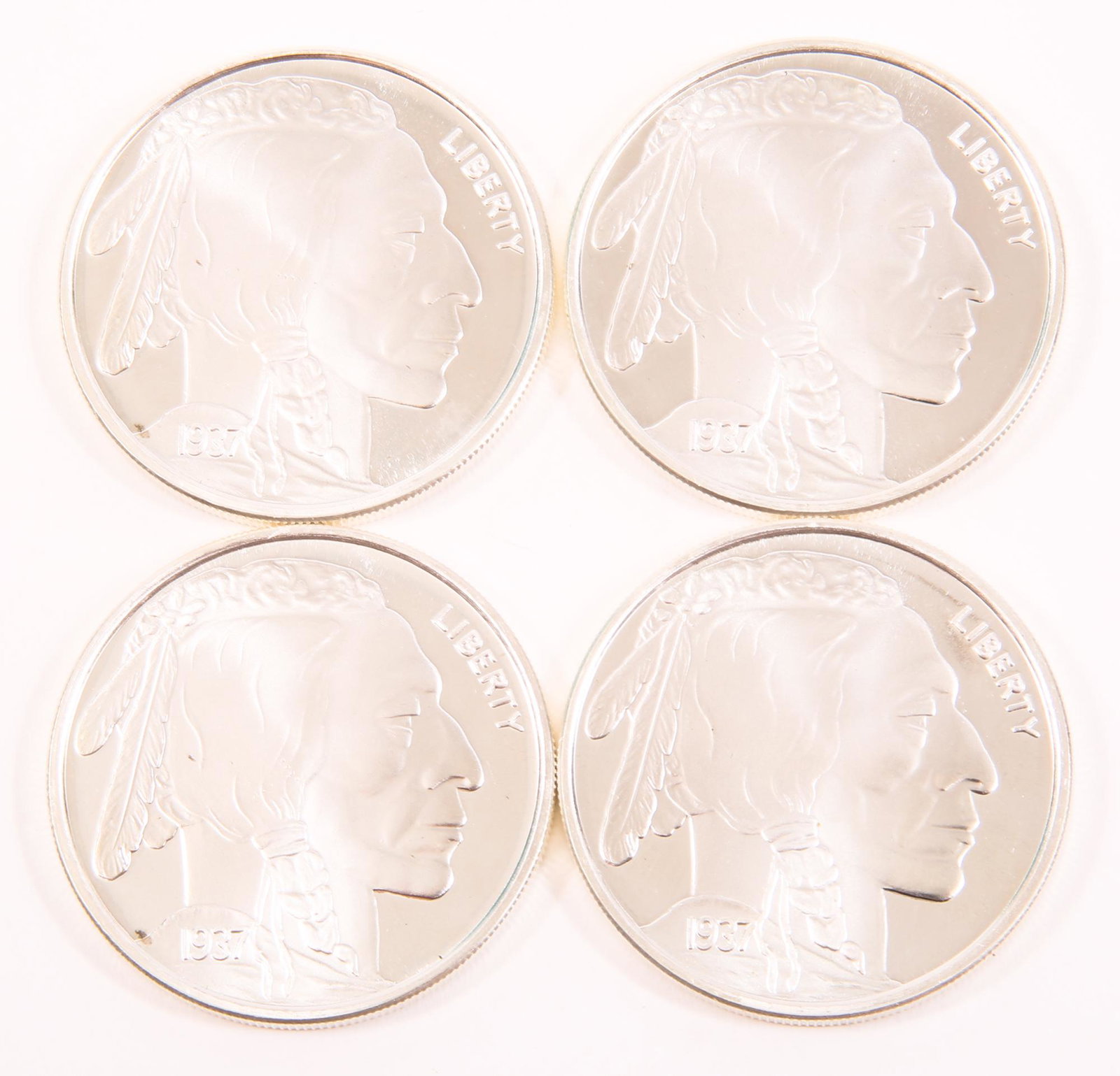 1 OZT U.S. 1937 BUFFALO SILVER BULLION ROUND - LOT OF 4: 1 OZT U.S. 1937 BUFFALO SILVER BULLION ROUND - LOT OF 4 Lot of four 1 ozt U.S. .999 fine silver Buffalo silver bullion rounds.