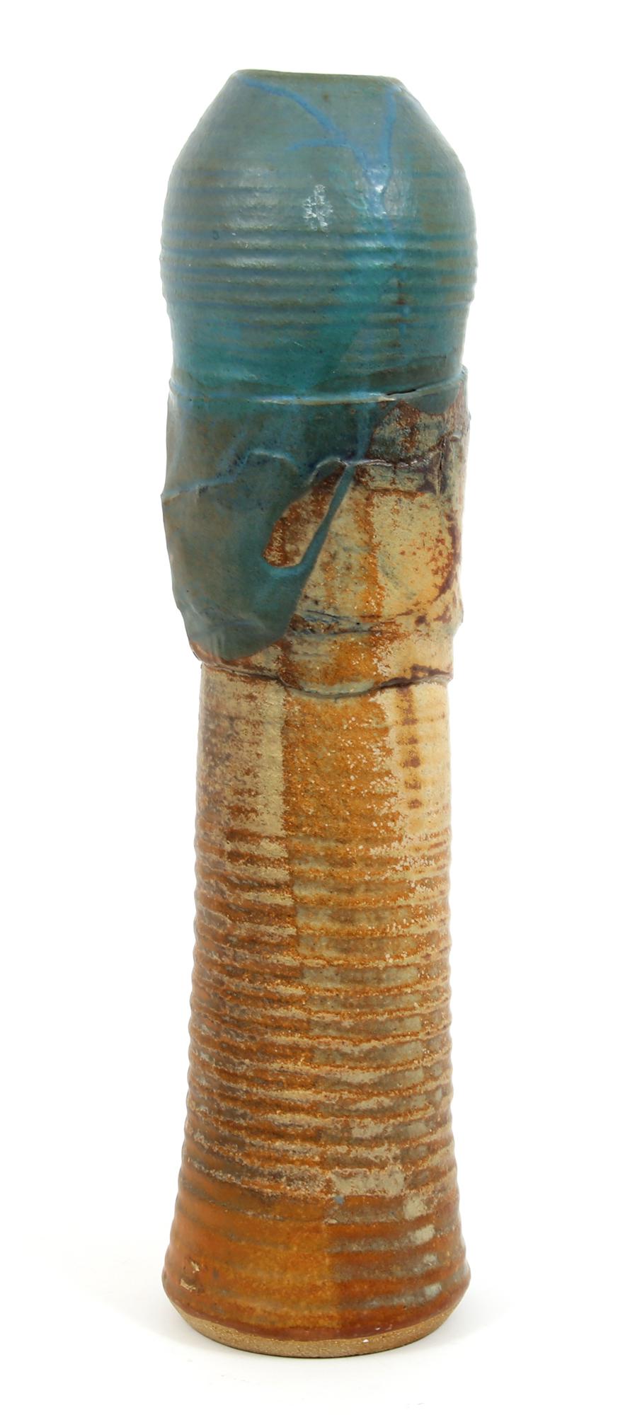 JOEL EDWARDS STUDIO POTTERY VASE 20": JOEL EDWARDS STUDIO POTTERY VASE 20" Joel Edwards (American, 20th Century), student of Peter Voulkos at Otis College of Art & Design in 1954, ceramic stoneware vase, signed "Edwards" on underside.
