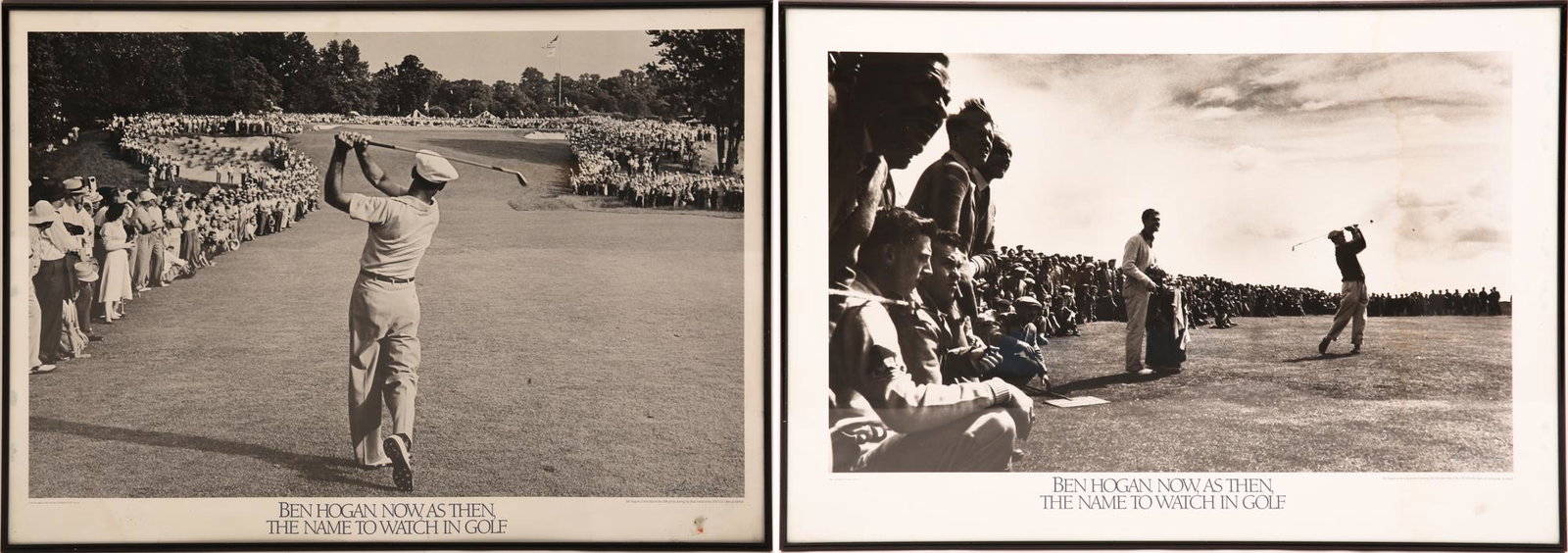 1950S BEN HOGAN AUTOGRAPHED GOLF POSTERS - LOT OF 2: 1950S BEN HOGAN AUTOGRAPHED GOLF POSTERS - LOT OF 2 Lot of two professional golfer Ben Hogan signed 1953 photographic prints by Carl Nydans. Set in black frames under glass. Size: 33.5 x 24"