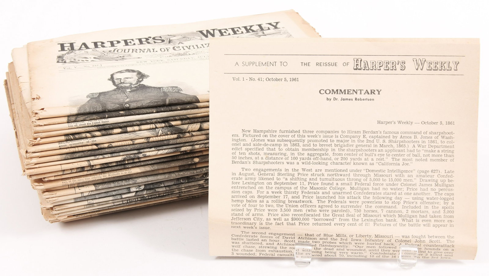 REISSUE SERIES OF HARPER'S WEEKLY 1961 - LOT OF 39: REISSUE SERIES OF HARPER'S WEEKLY 1961 - LOT OF 39 The Reissue of Harper's Weekly, circa 1961. Includes: Vol. V No. 237 No. 239-276 </